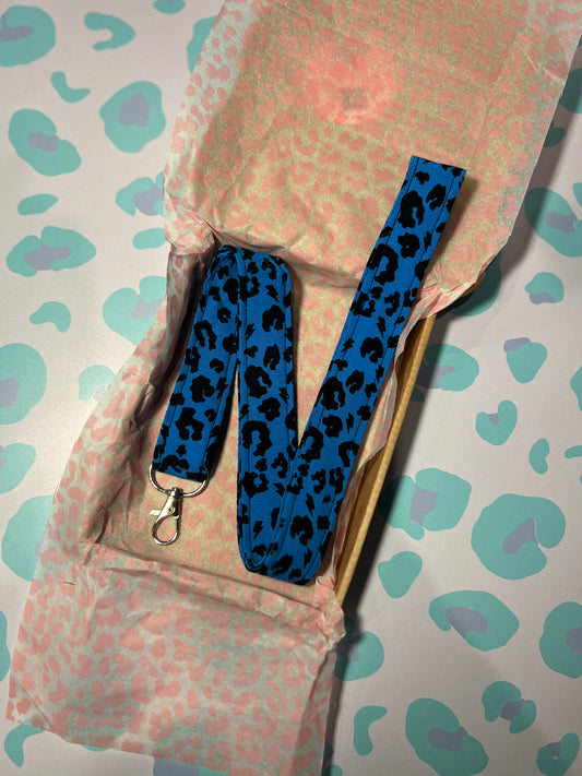 Blue Leopard Print Lanyard