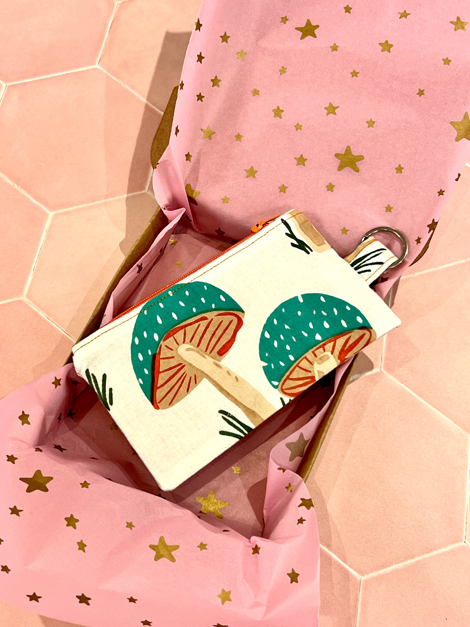 Light Teal Mushroom Coin Purse