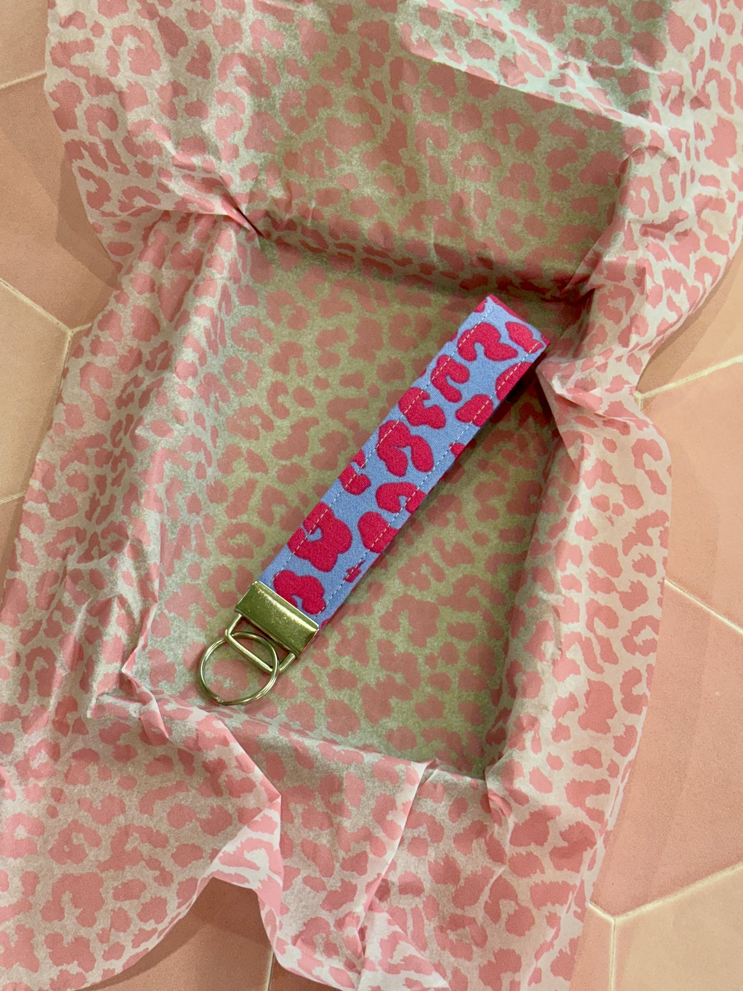 Lilac and Pink Leopard Print Wristlet