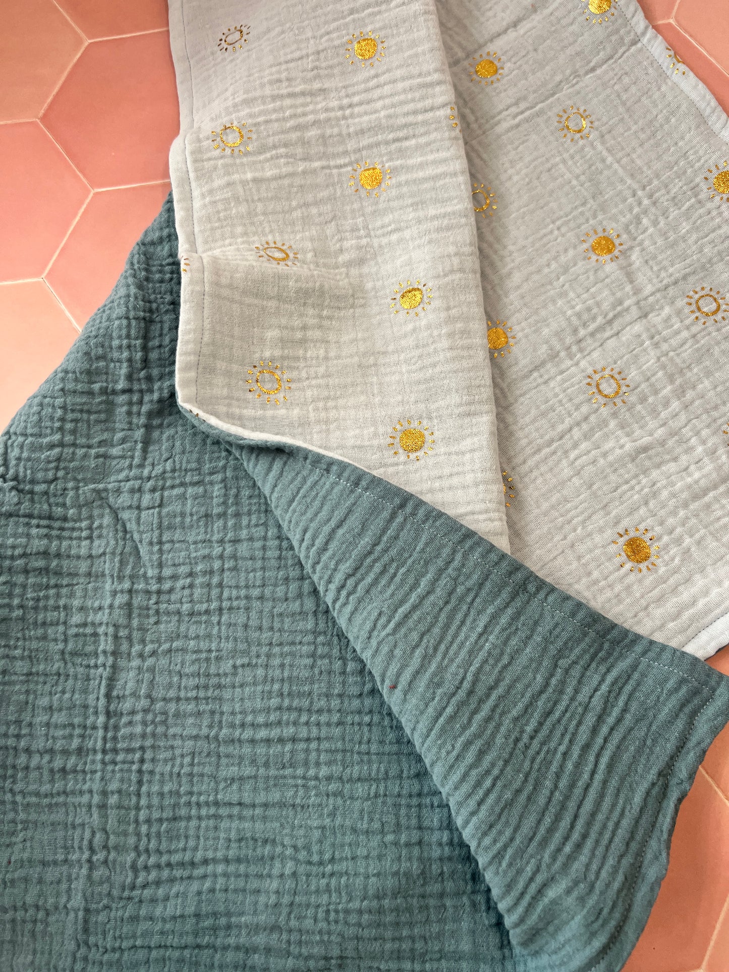 Blue Sunny Baby Muslin Blanket