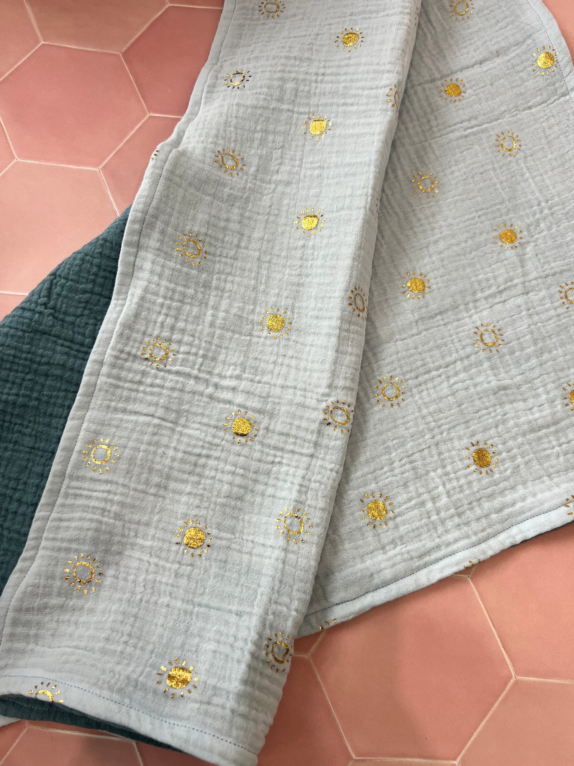 Blue Sunny Baby Muslin Blanket