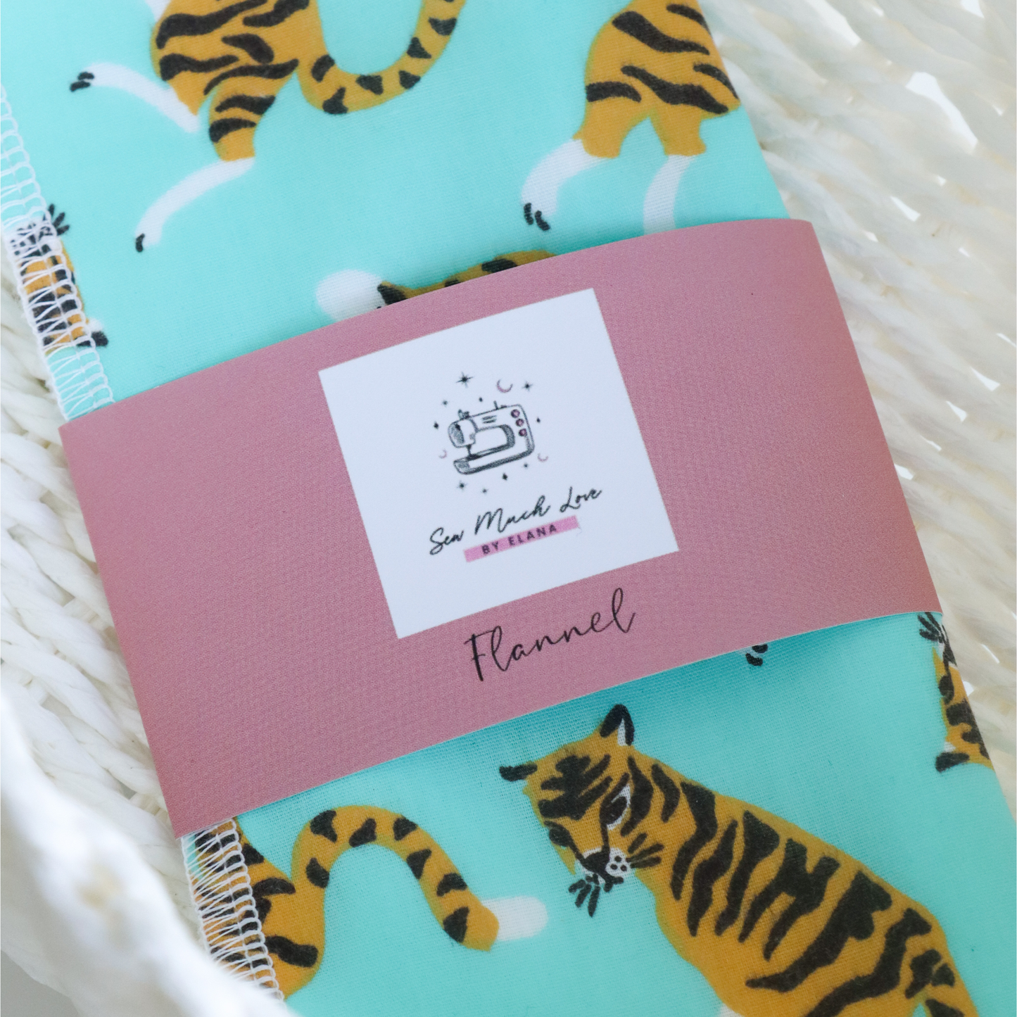 Blue Tiger Flannel with Sew Much Love packaging