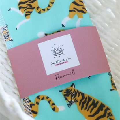 Blue Tiger Flannel with Sew Much Love packaging