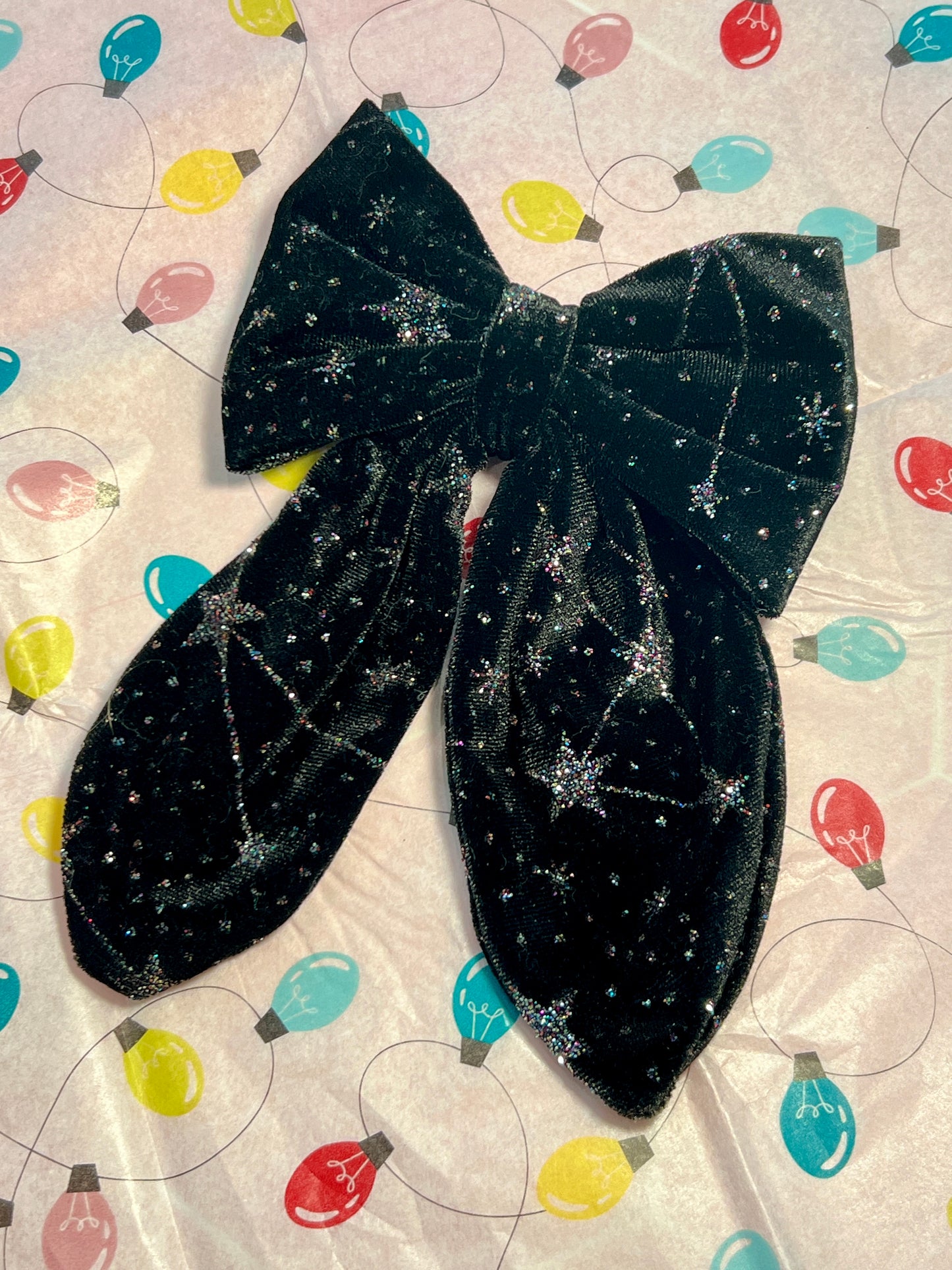 Celestial Black Velvet Hair Bow