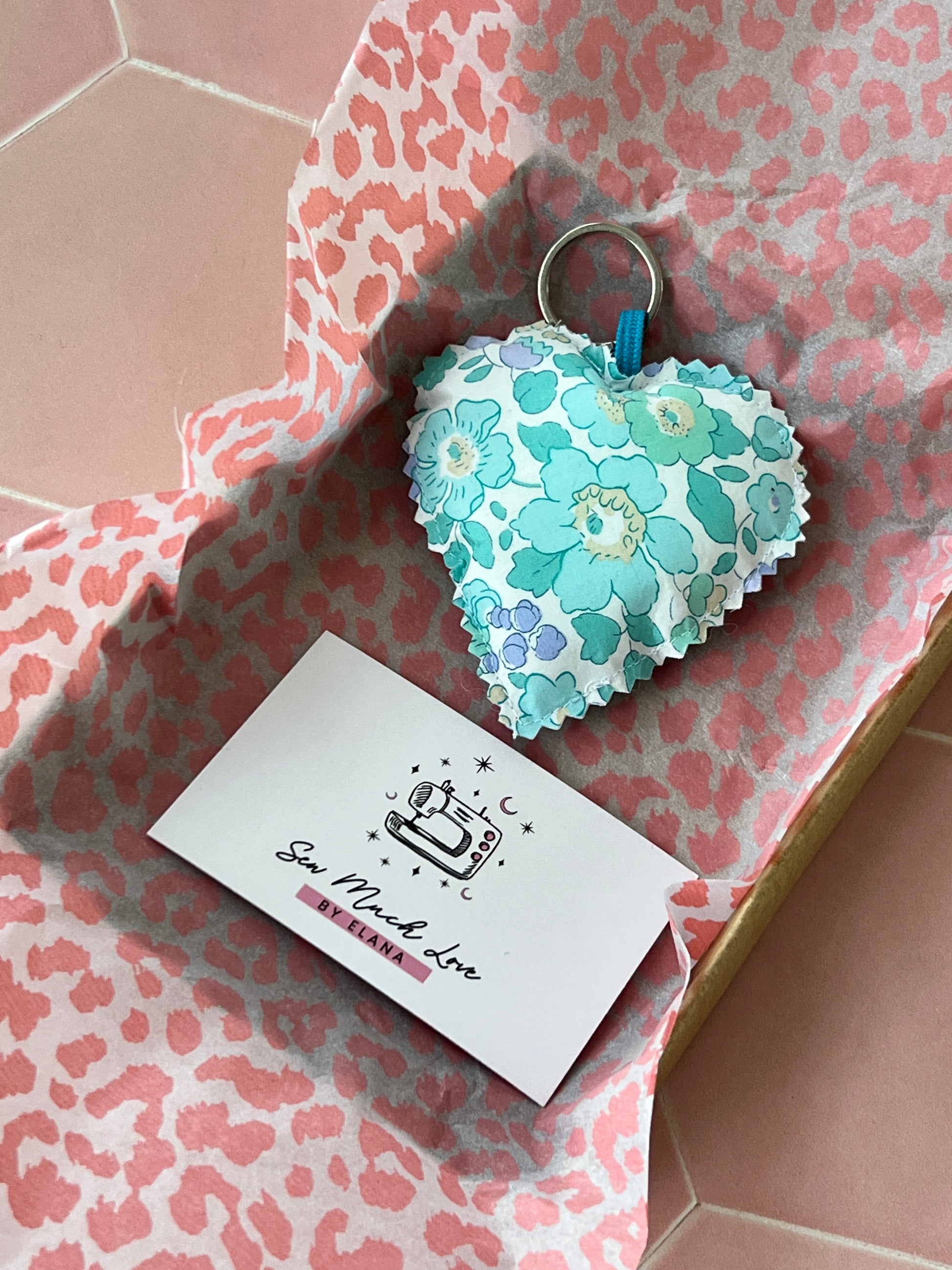 Liberty Blue Floral Heart Keyring