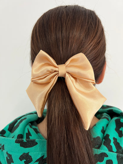 Gold Satin Hair Bow