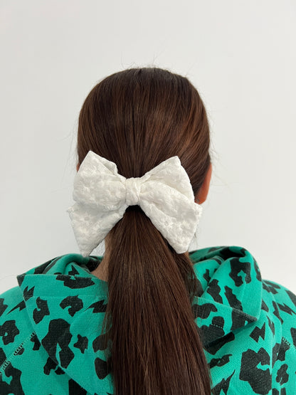 Floral Broderie Anglaise Hair Bow