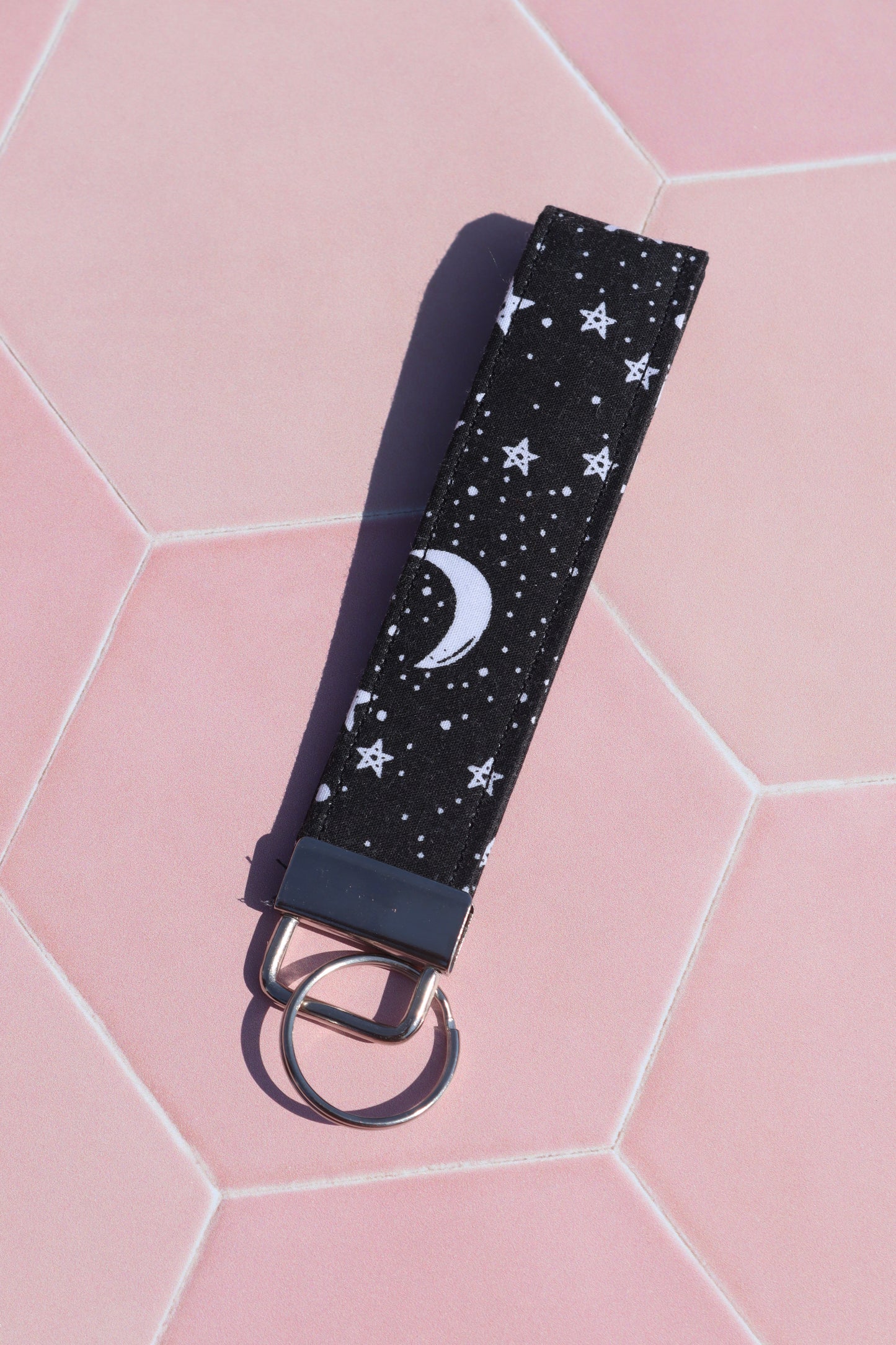 Black Starry Night Wristlet Keychain