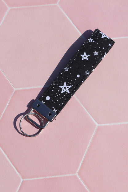 Black Starry Night Wristlet Keychain