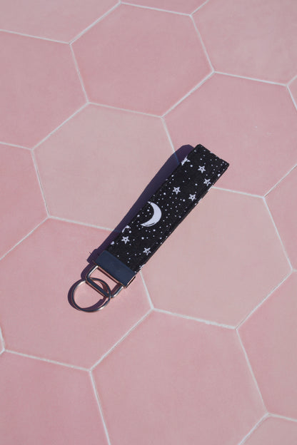 Black Starry Night Wristlet Keychain