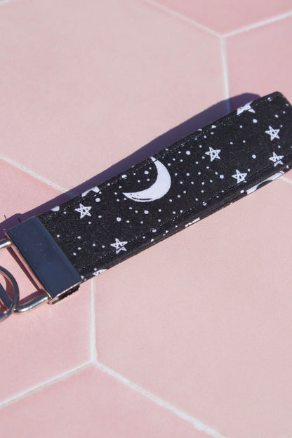 Black Starry Night Wristlet Keychain