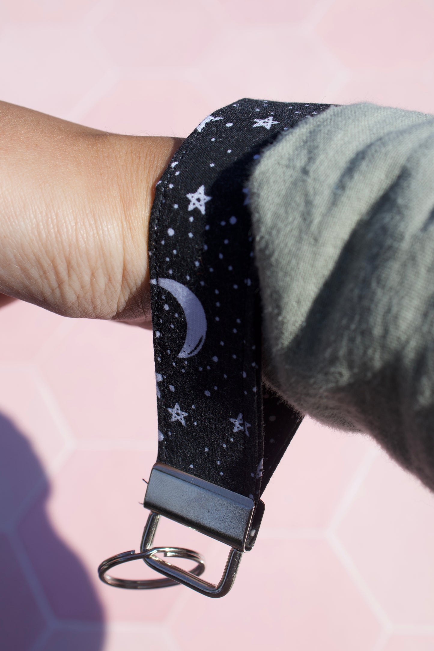 Black Starry Night Wristlet Keychain