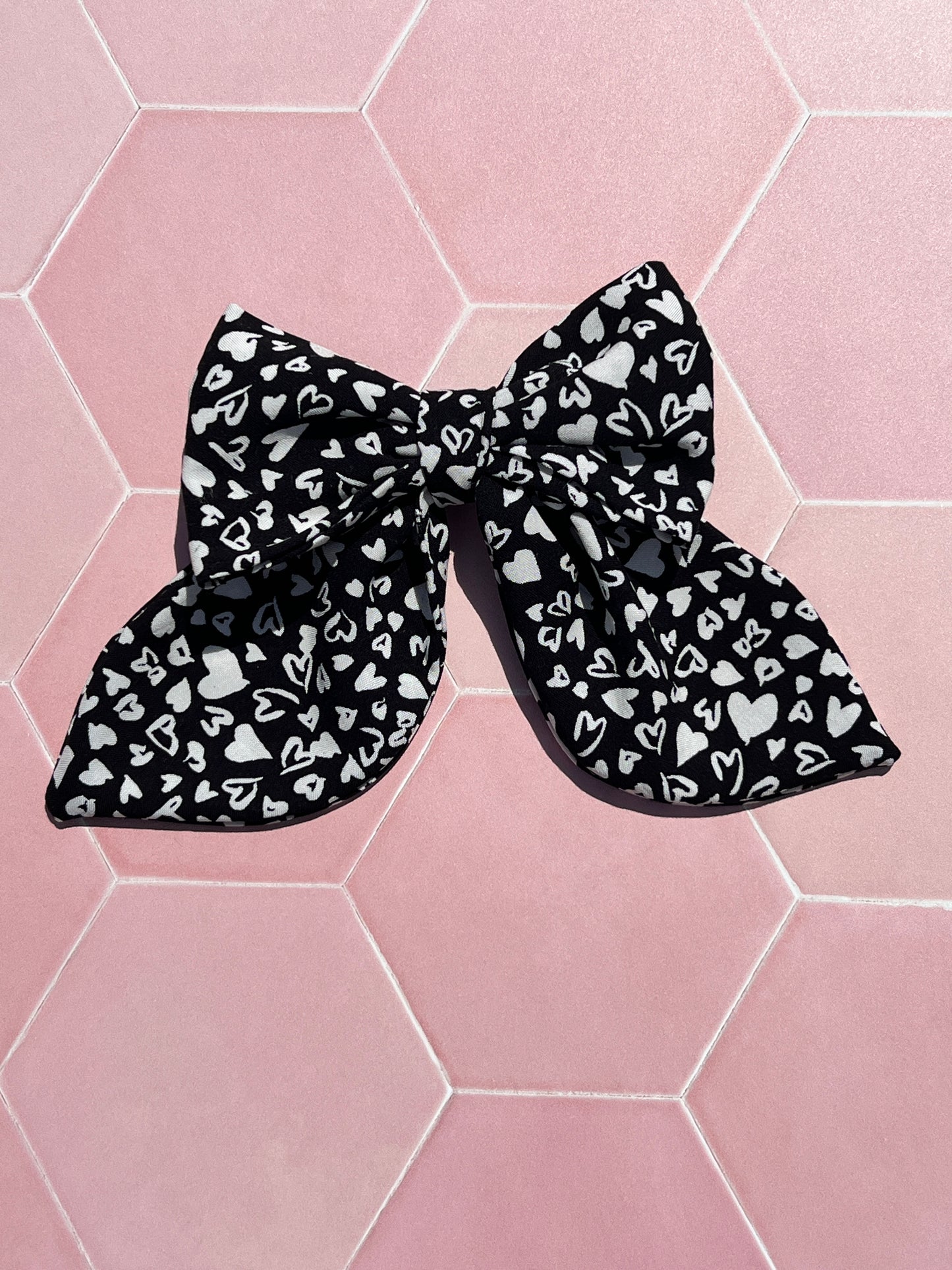 Hearts Long Tail Hair Bow