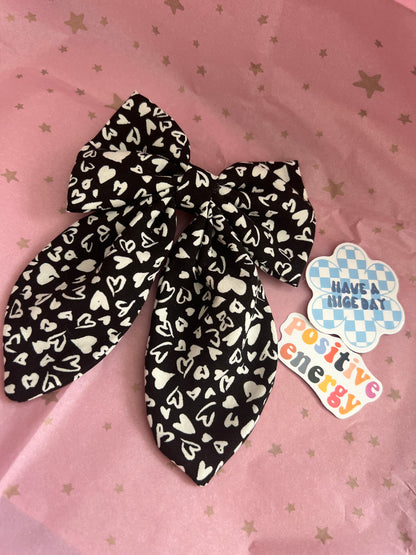 Hearts Long Tail Hair Bow