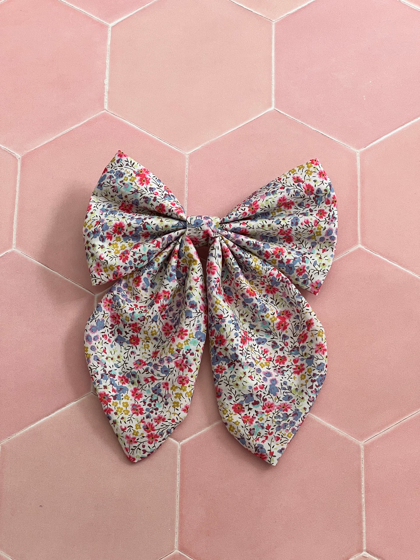 Liberty Mini Flowers Long Tail Hair Bow