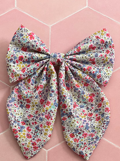 Liberty Mini Flowers Long Tail Hair Bow