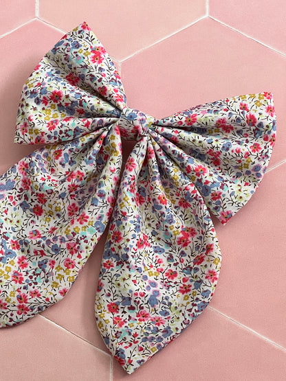 Liberty Mini Flowers Long Tail Hair Bow