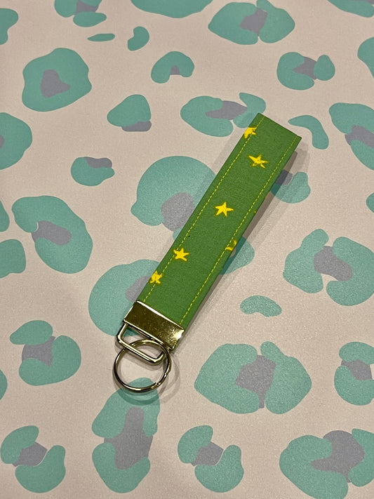 Green and Yellow Starry Wristlet Keychain
