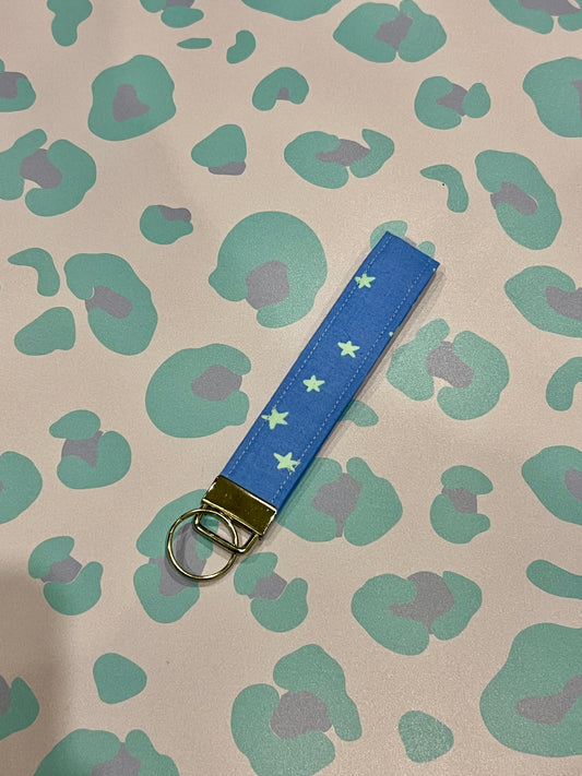 Blue and Mint Green Wristlet Keychain