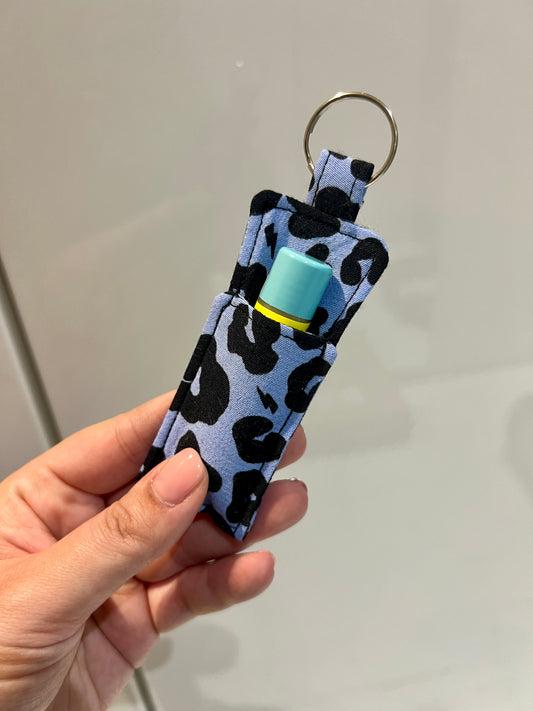 Blue Floral Leopard Print Lip Balm Holder