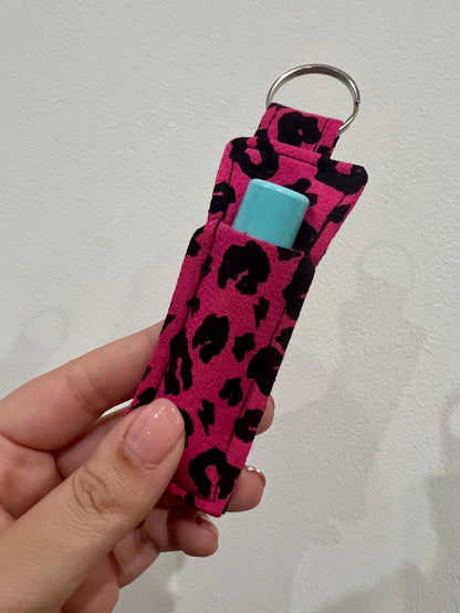 Raspberry Pink Leopard Print Lip Balm Holder