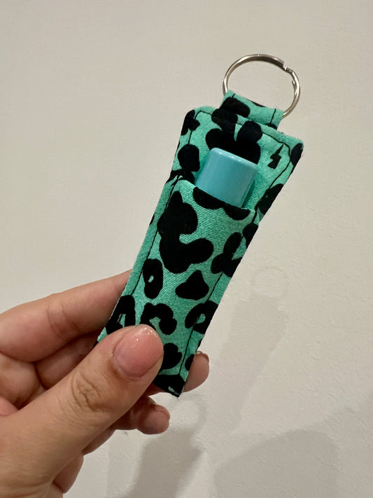 Green Floral Leopard Print Lip Balm Holder