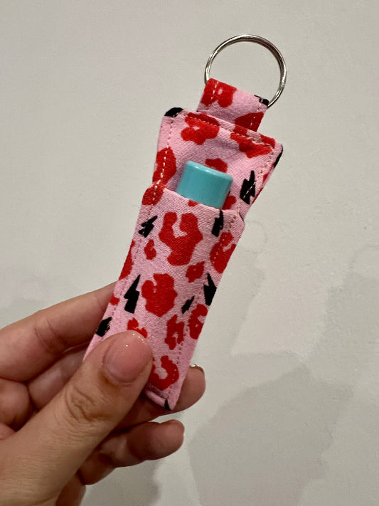 Pink and Red Leopard Print Lip Balm Holder