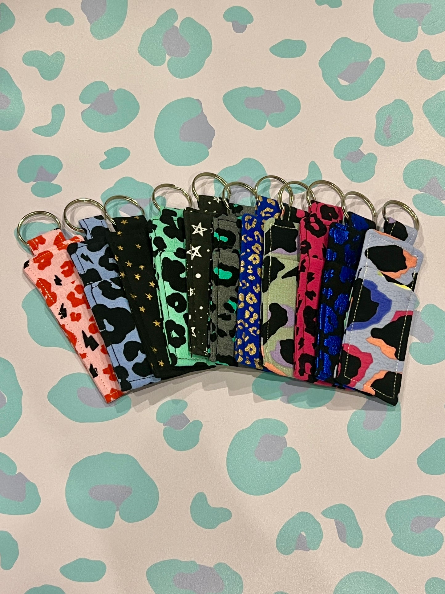 Blue Rainbow Leopard Print Lip Balm Holder