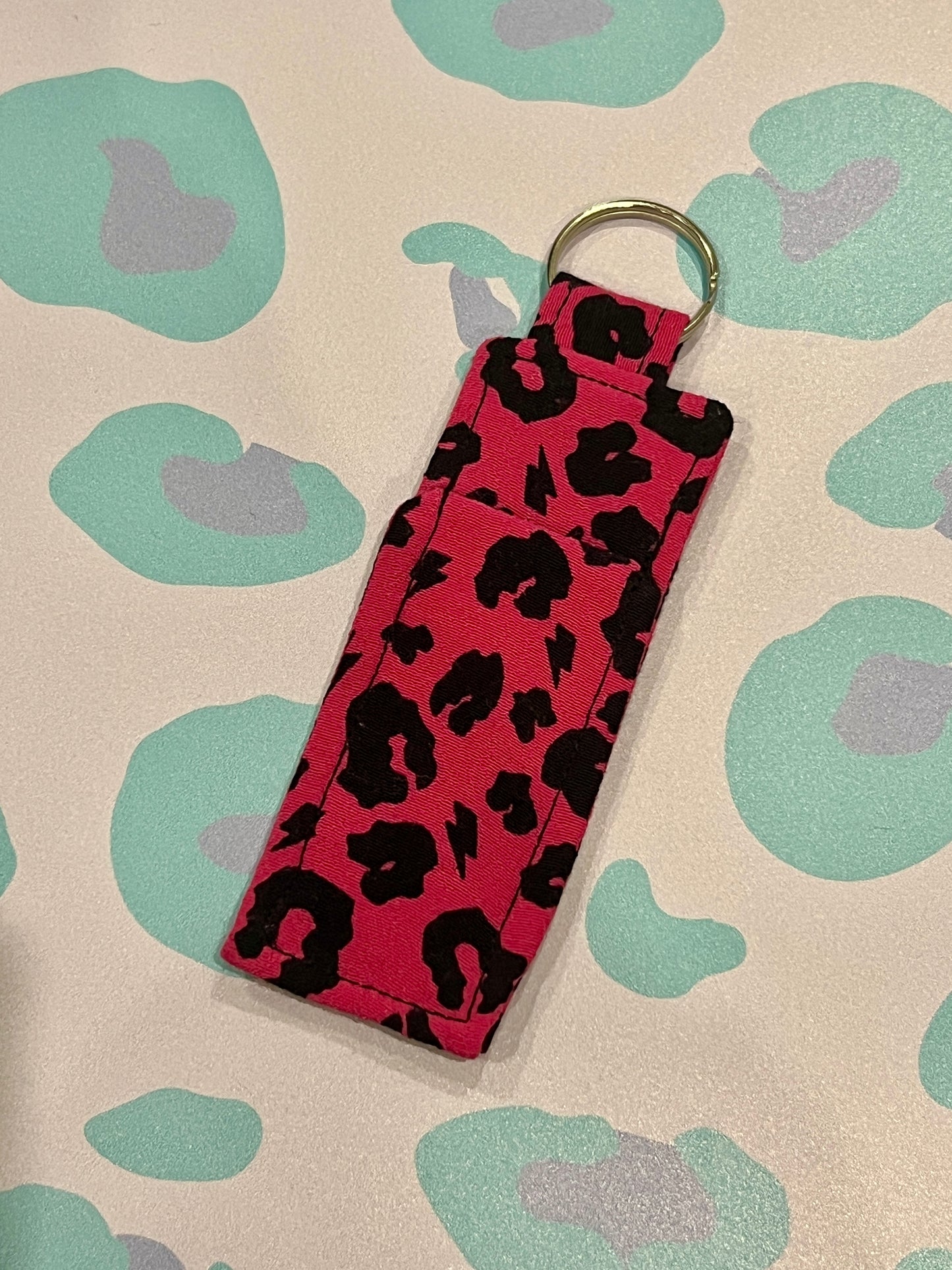 Raspberry Pink Leopard Print Lip Balm Holder
