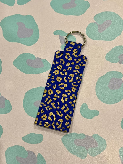 Blue and Gold Leopard Print Lip Balm Holder