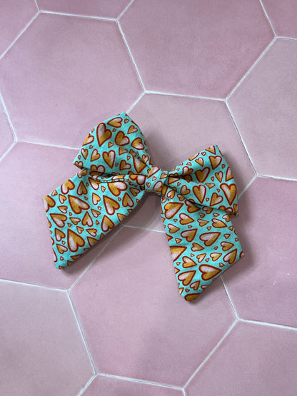 Kids Blue Hearts Hair Bow