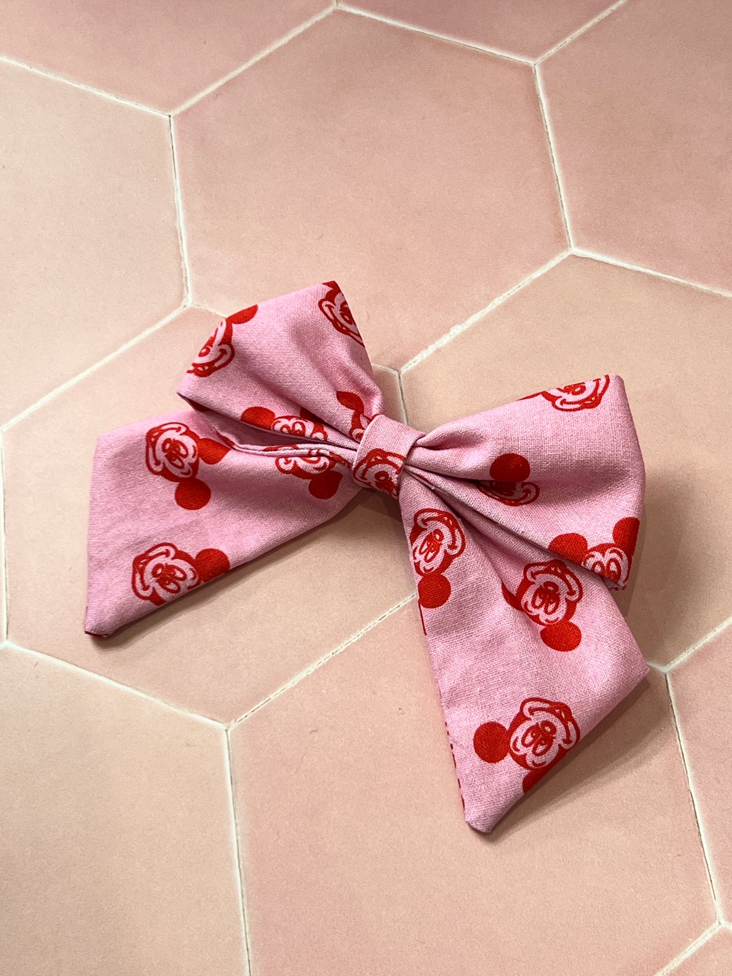 Kids Pink and Red Mickey Hair Bow