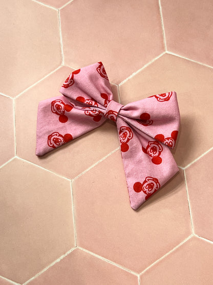 Kids Pink and Red Mickey Hair Bow