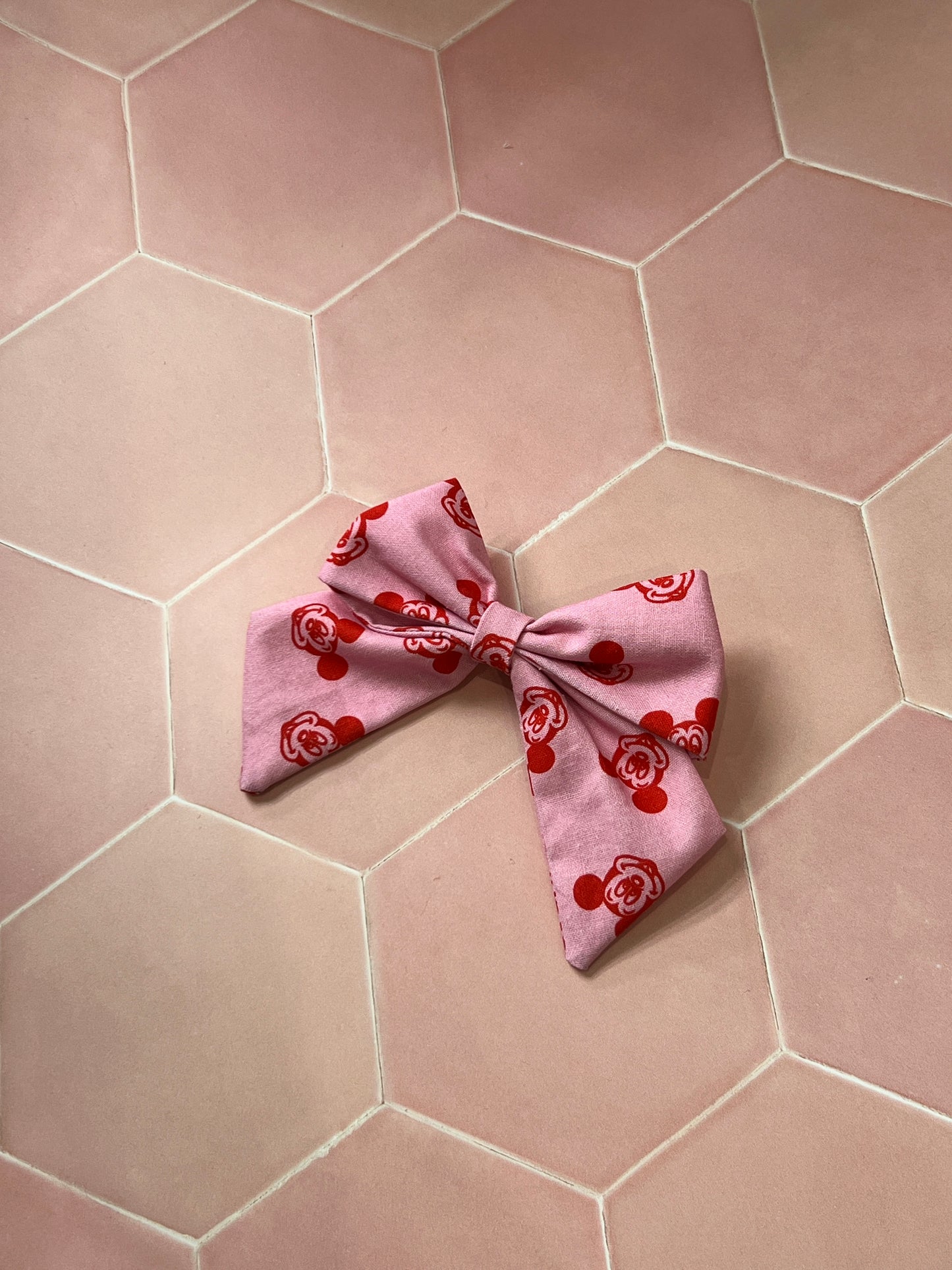 Kids Pink and Red Mickey Hair Bow