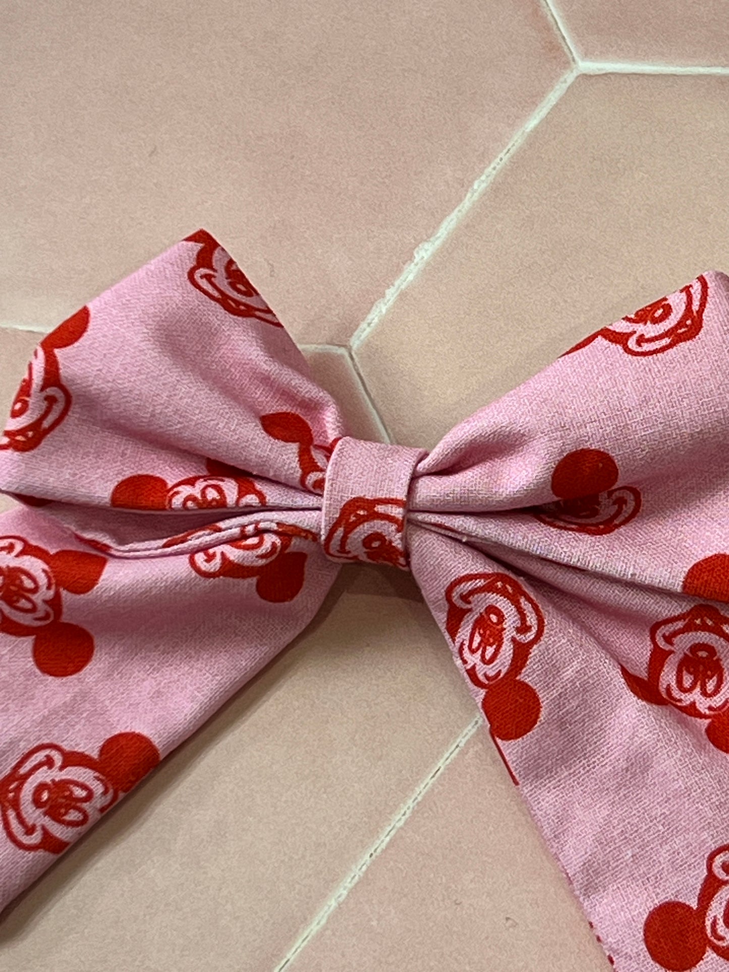 Kids Pink and Red Mickey Hair Bow