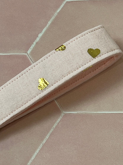 Pink and Gold Hearts Wristlet Keychain