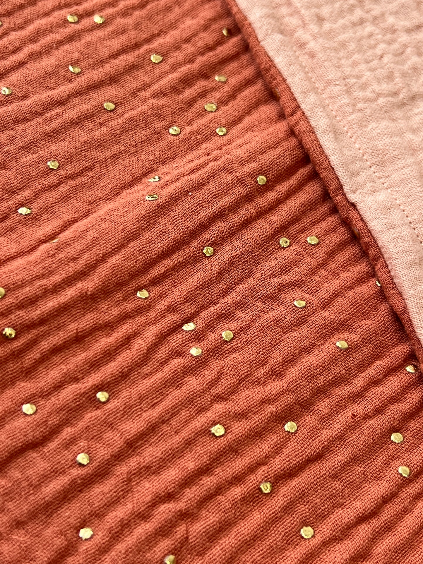 Peach and Gold Specks Baby Muslin