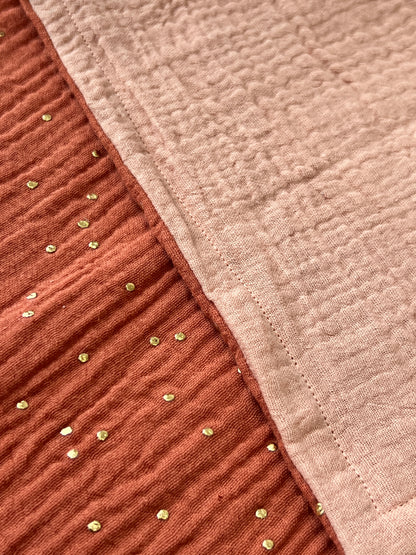 Peach and Gold Specks Baby Muslin