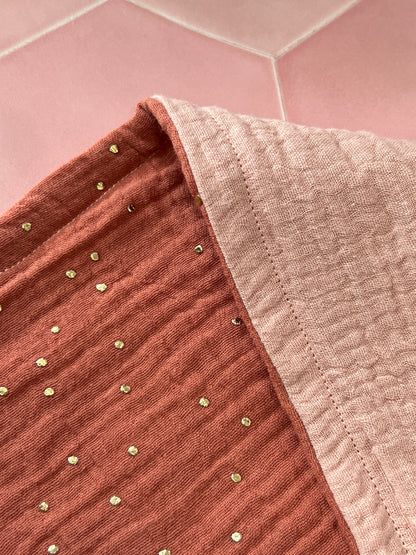 Peach and Gold Specks Baby Muslin