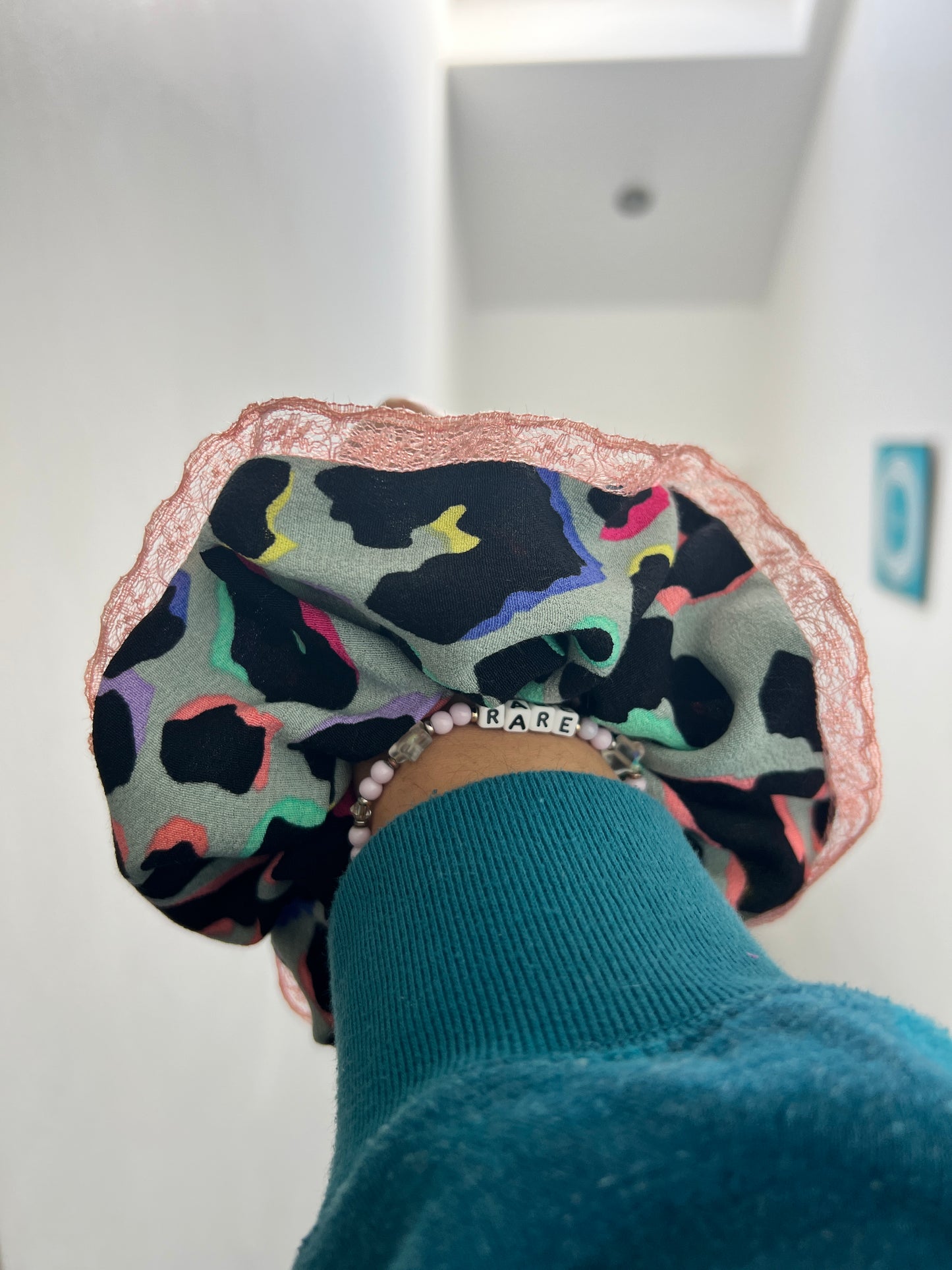 Khaki Rainbow Leopard Print Oversized Scrunchie