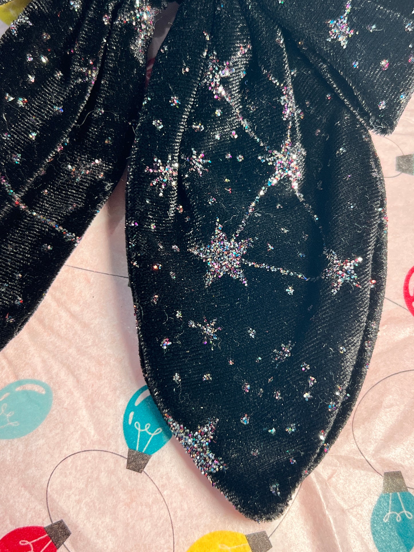 close up photo of Celestial Black Velvet Hair Bow