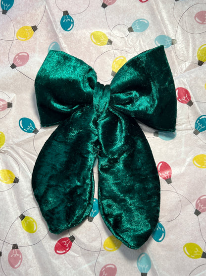 green velvet hair bow 