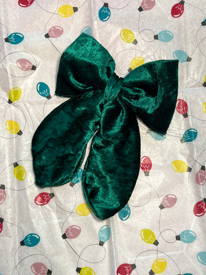 green velvet hair bow 