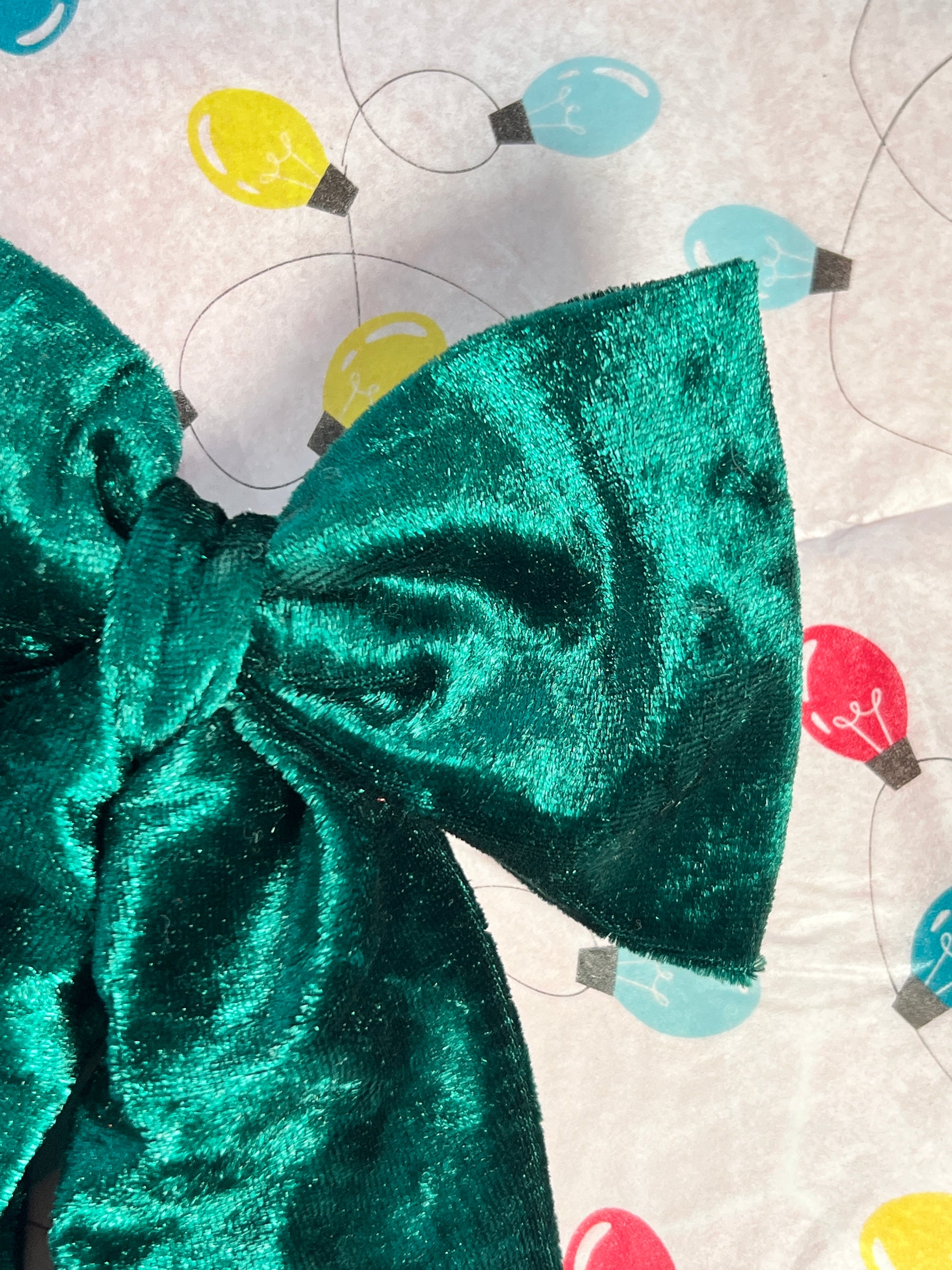 green velvet hair bow 