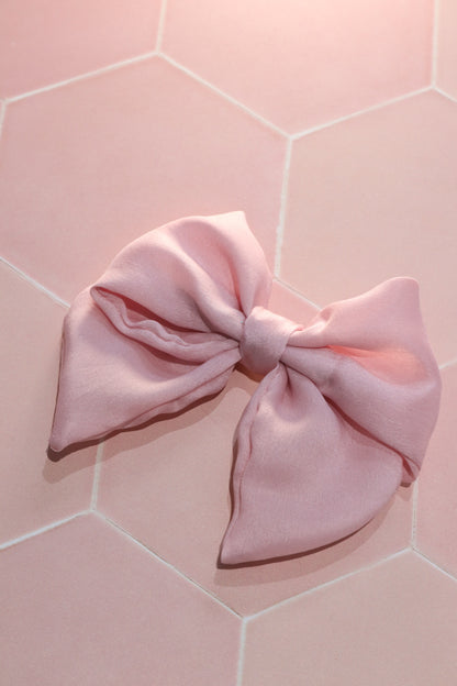 Pink Silk Hair Bow