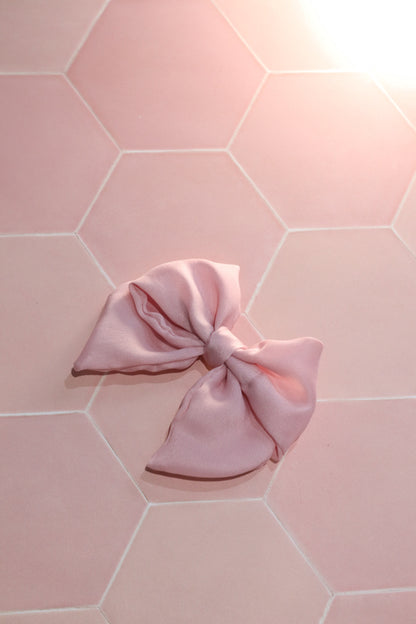 Pink Silk Hair Bow