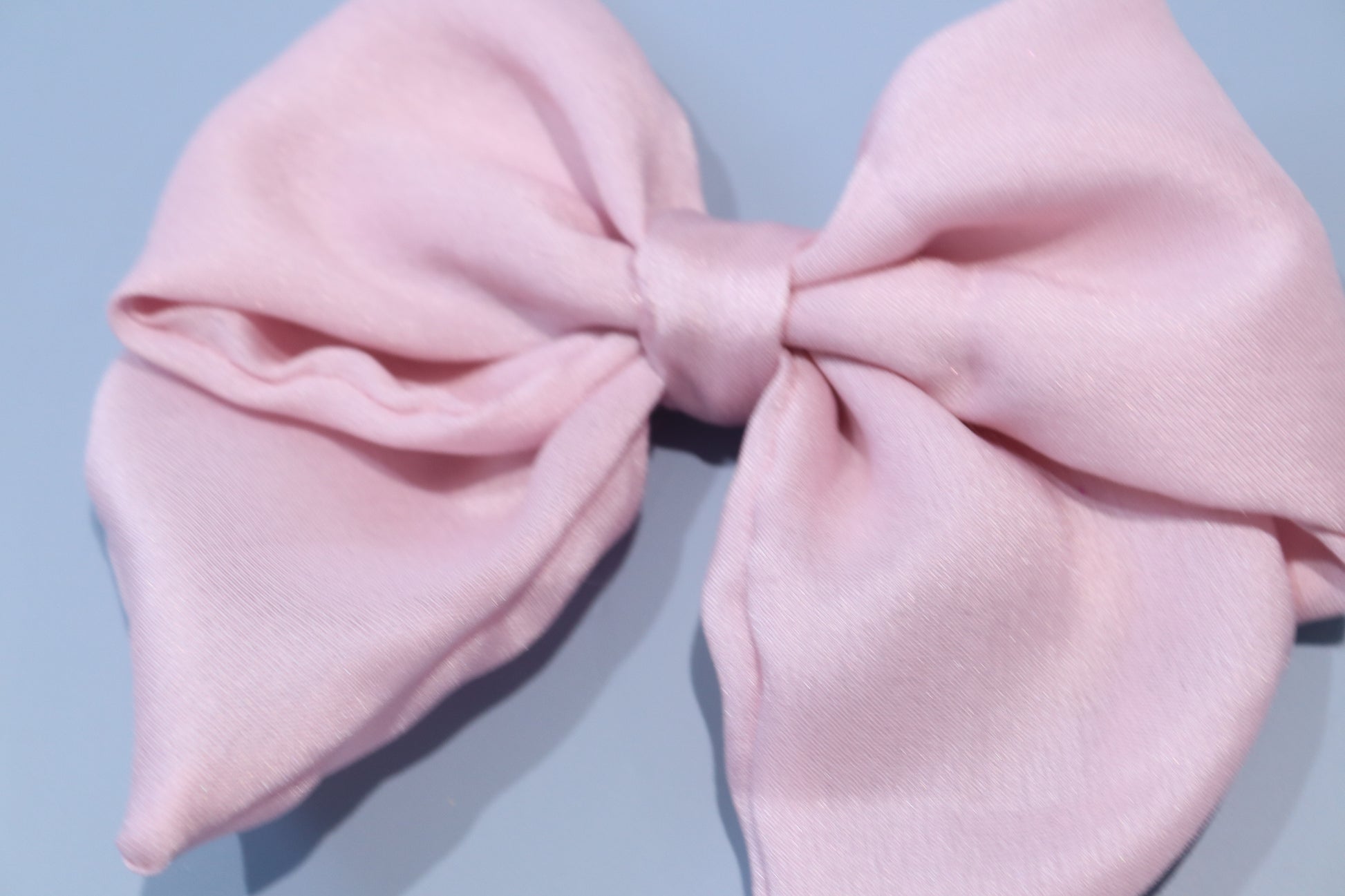 Pink Silk Hair Bow up close